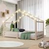 Oikiture Wooden Bed Frame Kids House Beds - Single