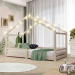 Oikiture Wooden Bed Frame Kids House Beds - Single