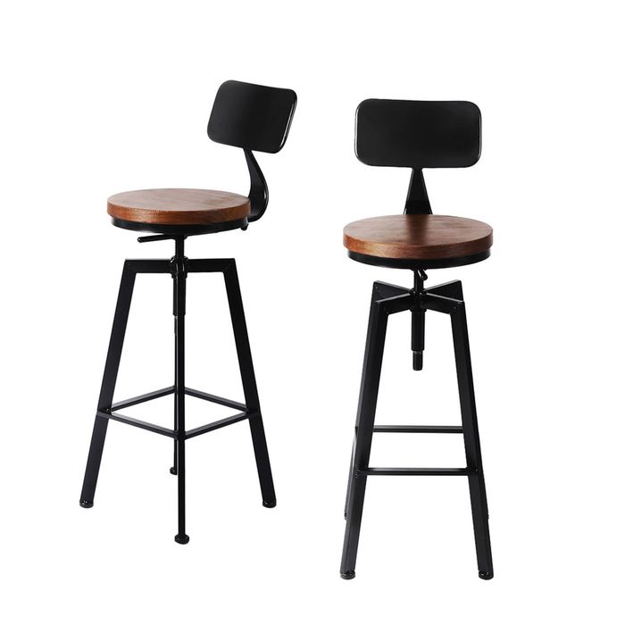 Levede Bar Stools Set of 4 Wooden Swivel Chairs with Backrest Industrial