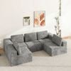 Advwin 415cm 5 Seater Sofa Convertible U Shaped Sofa Chenille Compressed Sofa Modular Couch No Assembly Grey