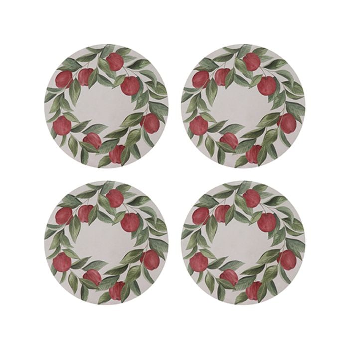 Apples Round Coaster Set 4