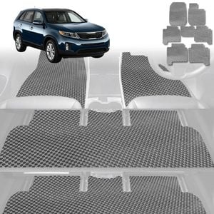 6D Diamond Car Floor Mats for Kia Sorento 2009-2015-Ultimate Set-Grey-Outback GT