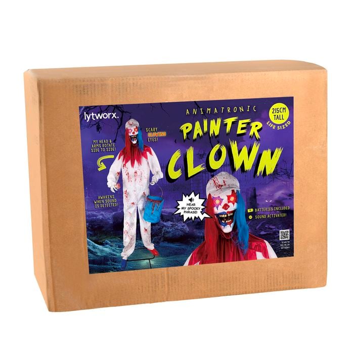 Lytworx 2.15m Battery Operated Painter Clown Animatronic