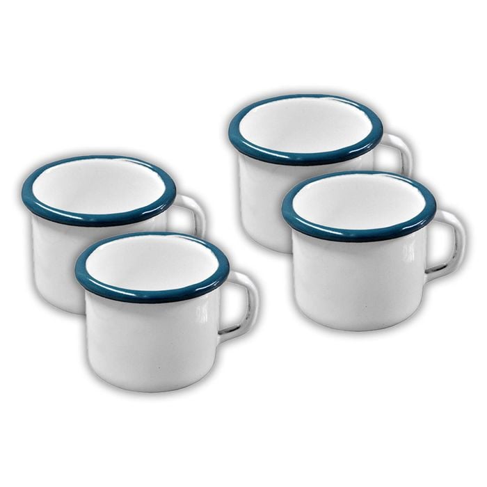 4PK Urban Style Enamel 180ml Coffee Mug w/ Handle White