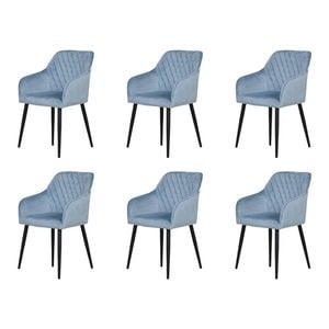 Familand Dining Chairs Set of 6 Padded Seat Kitchen Living Room Chair Velvet in Blue