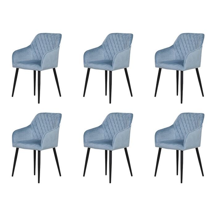 Familand Dining Chairs Set of 6 Padded Seat Kitchen Living Room Chair Velvet in Blue