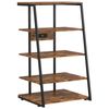 Ufurniture 5-Tier LED Media Side Table w/ Charging Station Audio End Table w/ Adjustable Open Shelf Walnut