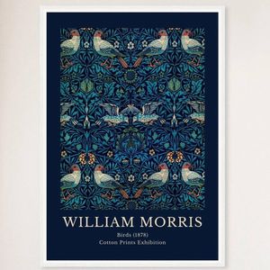 Galrie William Morris Birds Print Exquisite Cotton Exhibition Artwork (1878) Home Decor, White Frame, 70 x 100cm (28 x 40inch)