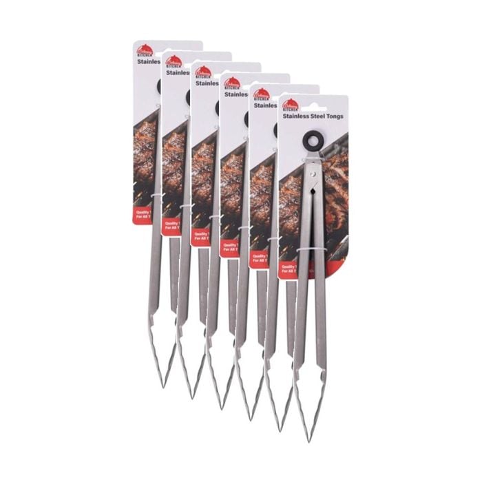 6PK Culinary Kitchen Stainless Steel Tongs W/ Silicone Grip Cooking Utensil 30cm