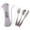 5pc Appetito Travellers Camping Stainless Steel Spoon/Fork Straw Cutlery Set