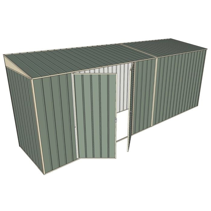 Build-A-Shed 1.2 x 5.2 x 2.0m Skillion Double Hinged Side Doors Shed - Green