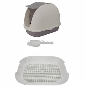 Yes4pets Portable Hooded Cat Toilet Litter Box Tray House With Scoop And Grid Tray White