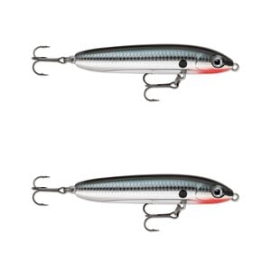 2x Rapala 10cm Skitter V Topwater Walk The Dog Style Fishing Lures - Chrome