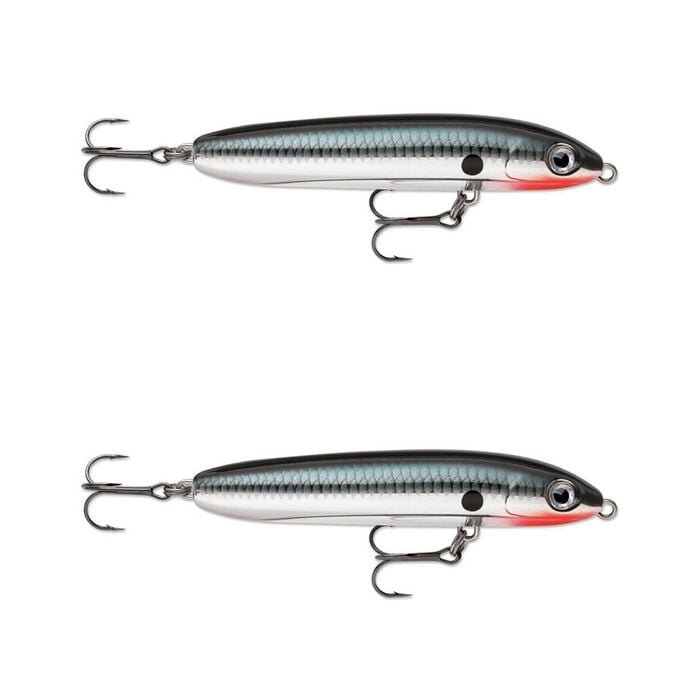 2x Rapala 10cm Skitter V Topwater Walk The Dog Style Fishing Lures - Chrome