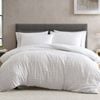 Ardor Subtle Textured Check Leonard Quilt Duvet Cover Set Single White