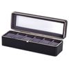 Catzon Watch Case 6 Slot Watch Display Case With Glass Lid-black