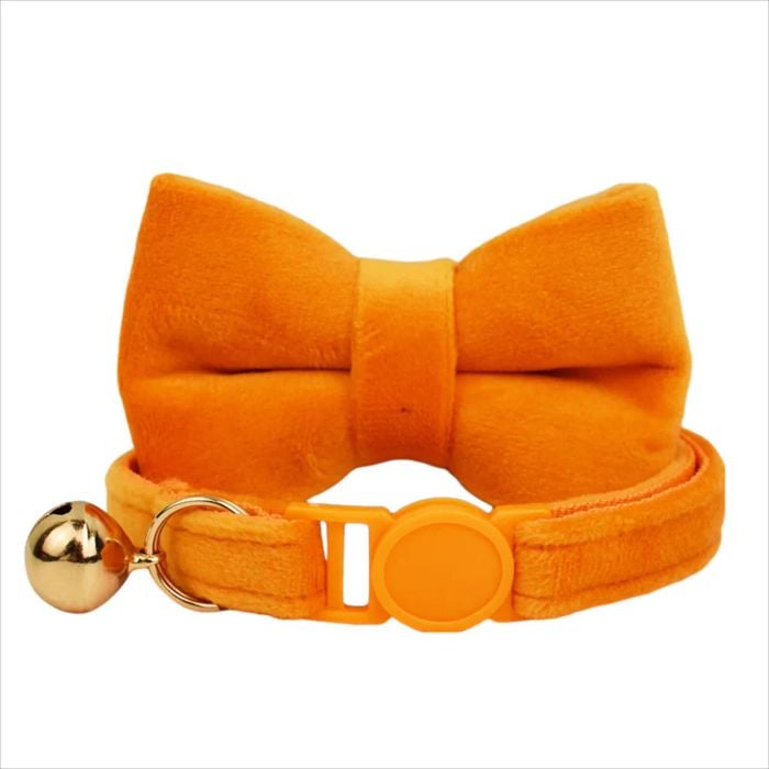 Anypet Small Cat Collar Orange Bow with Bell and Durable Safety Buckle