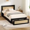 Alfordson Wooden Bed Frame Single With Drawer Black