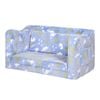 Ufurniture Kids Sofa 2 Seat Toddler Armchair Couch Children Fold out Play Couch Convertible Lounge Sofa Bed Blue