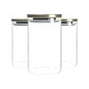 Argon Tableware Glass Storage Jars with Metal Lids - Silicone Seal - 1 Litre - Pack of 3