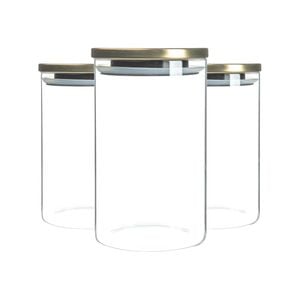 Argon Tableware Glass Storage Jars with Metal Lids - Silicone Seal - 1 Litre - Pack of 3