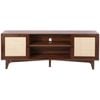 P&P Walnut Rattan TV Stand 75 Inch Boho Entertainment Unit with Power Outlet