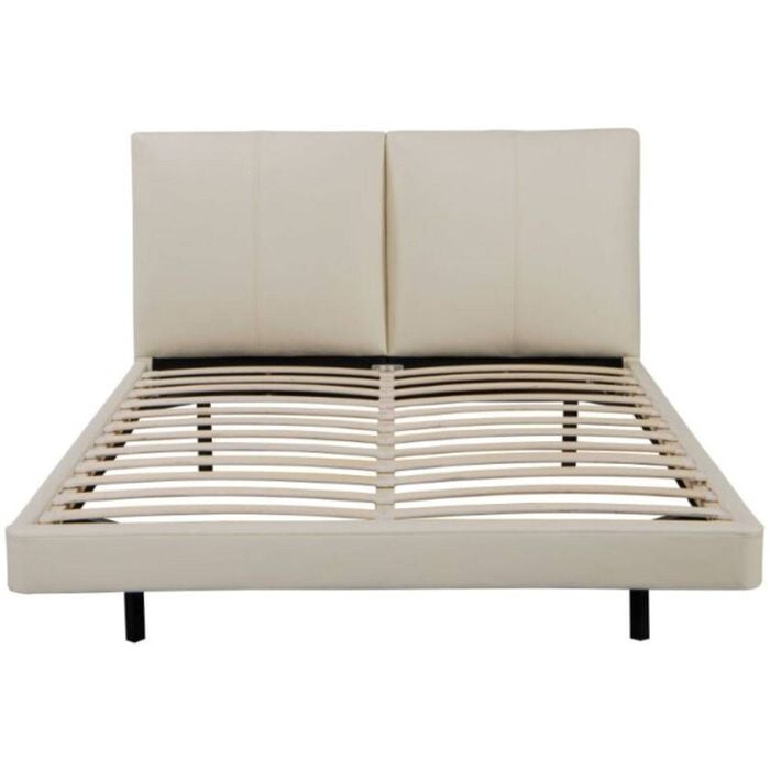 Lara Leather Queen Bed Frame with LED Light - Beige