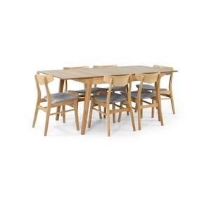 Cusco 7pc Set Dining Set 150 - 190cm Extendable Table 6 Chair Scandinavian Style