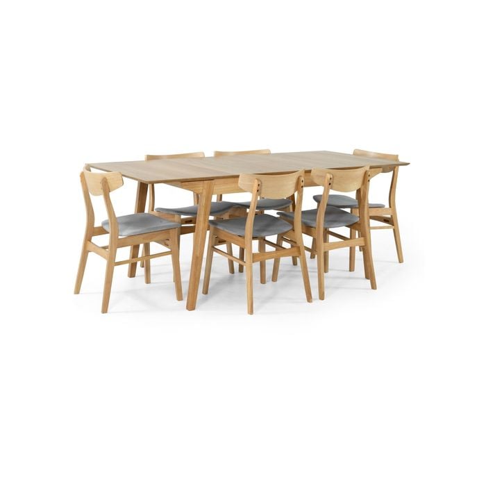 Cusco 7pc Set Dining Set 150 - 190cm Extendable Table 6 Chair Scandinavian Style
