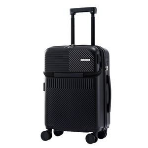 Wanderlite 20" Luggage Suitcase Front Pocket Travel Carry On Tsa Black