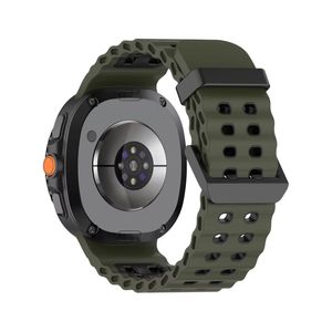 Rugged Breathable Sport Band Soft Silicone Waterproof For Samsung Galaxy Watch Ultra 47mm - Green