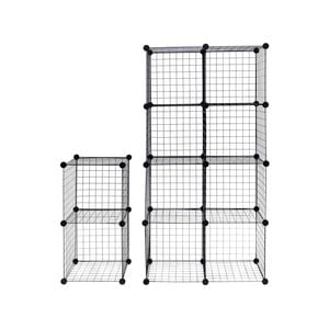 Costway 12 Cubes Grid Wire Storage Cabinet Diy Modular Shelf Organizer Rack Foldable Bookcase Home Black