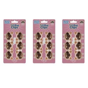 3x 6pc White Magic Cute Tidy Bag Clip Food Saver Sealer Set 4.5cm Birman