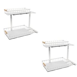 CARLA HOME Set 2 pcs - 2-Tier Kitchen Under Sink Organiser Storage with Height Adjustable
