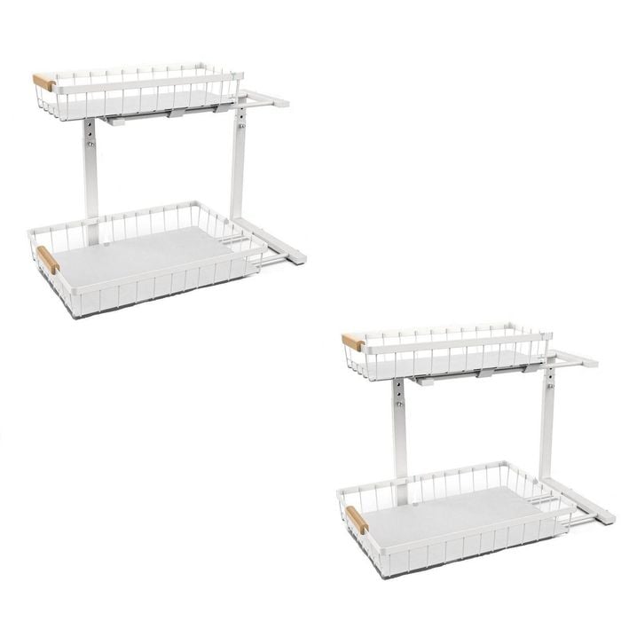 CARLA HOME Set 2 pcs - 2-Tier Kitchen Under Sink Organiser Storage with Height Adjustable