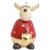 LVD Wood/Resin Buster Deer Sculpture Christmas Home Decoration Lrg 14cm Red
