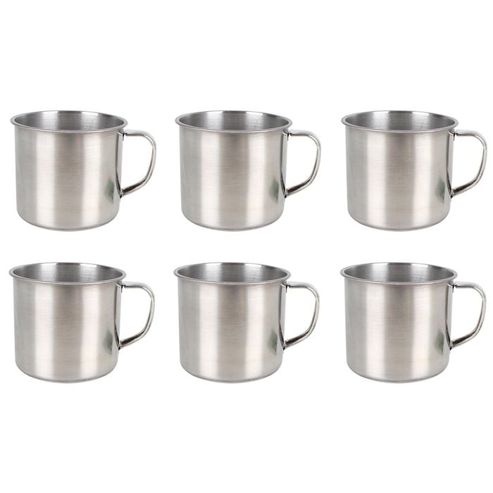 6x Wildtrak Camping Mug Stainless Steel 350ml Outdoor Camping Dining Cookware