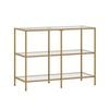 Oikiture 3 Shelves Console Table Tempered Glass Gold
