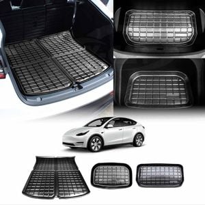 Carbon Fiber Texture Boot Liner for Tesla Model Y 2022-2025 Front Rear Well Storage Cargo Trunk