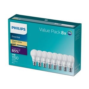 Philips A60 B22 LED 1150Lm Warm White 11W Globe - 8 Pack