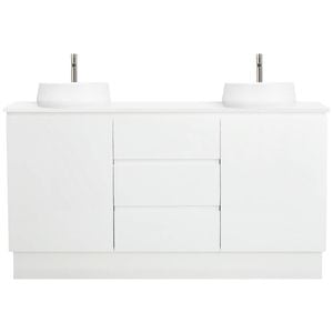 CIBO 1500mm White Nordic Full Height Bathroom Vanity With White Matte Pod Basins