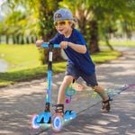 Advwin Foldable Kids Scooter w/ Music Light Up 3 Wheels Blue