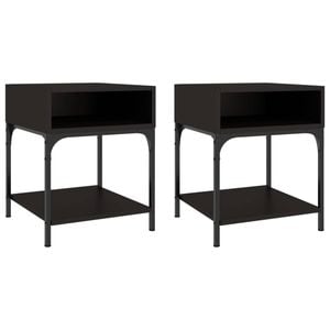vidaXL Bedside Tables Nightstand Side Cabinet 2 pcs Black