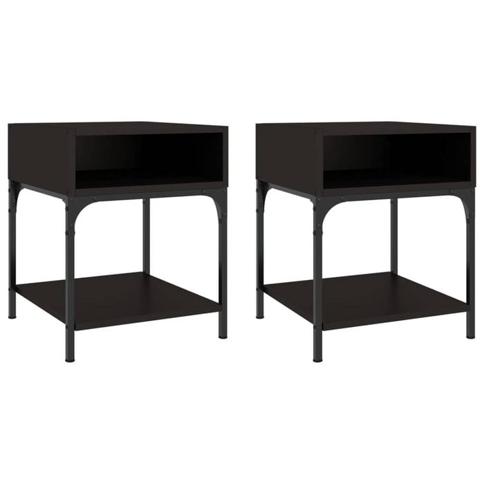 vidaXL Bedside Tables Nightstand Side Cabinet 2 pcs Black