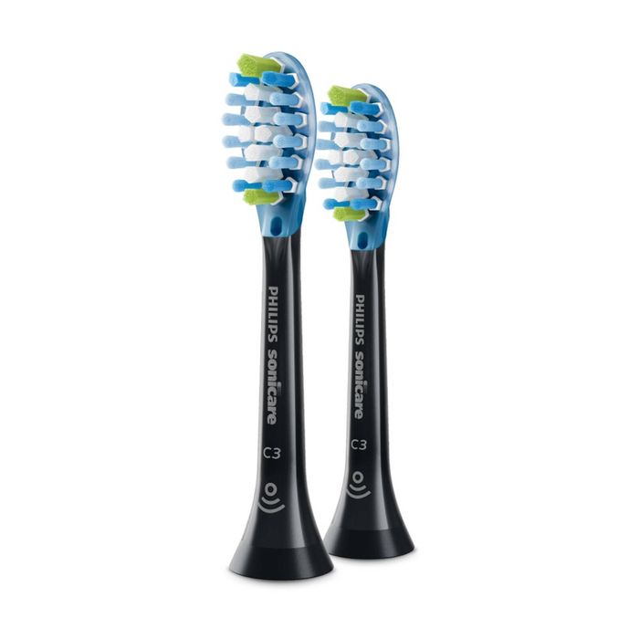 2pc Philips Sonicare C3 Plaque Defense Brush Head Black Replacement