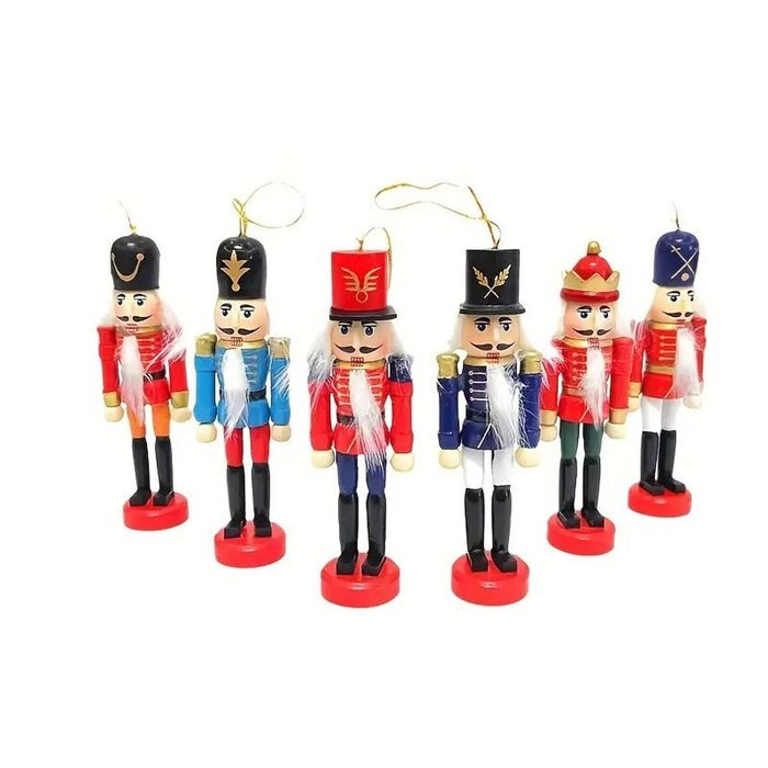 Lifebay Christmas Nutcracker Ornament Wooden Figures (Set 6-Piece)