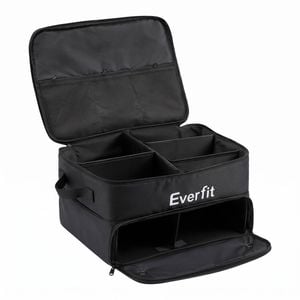 Everfit Golf Trunk Organizer for Car, 2-Tier Golf Storage Bag with Ventilated Shoe Compartment Black