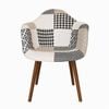 Sk designer living | replica eames daw hal inspired chair | fabric & walnut - multicoloured v3