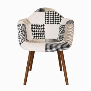 Sk designer living | replica eames daw hal inspired chair | fabric & walnut - multicoloured v3