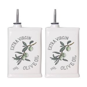 2x Urban Products Olive Oil Classic Decanter White Ceramic 17cm